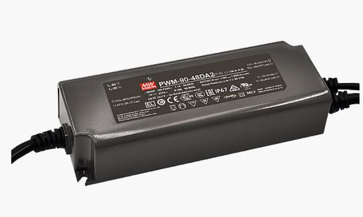 Alimentation LED 120W avec sortie PWM 12V/10A, DALI - Pri. 90-305V AC, Sek. 24V DC, max. 90W, IP67, schwarz, DALI2, L=171mm, B=63mm, H=37.5mm