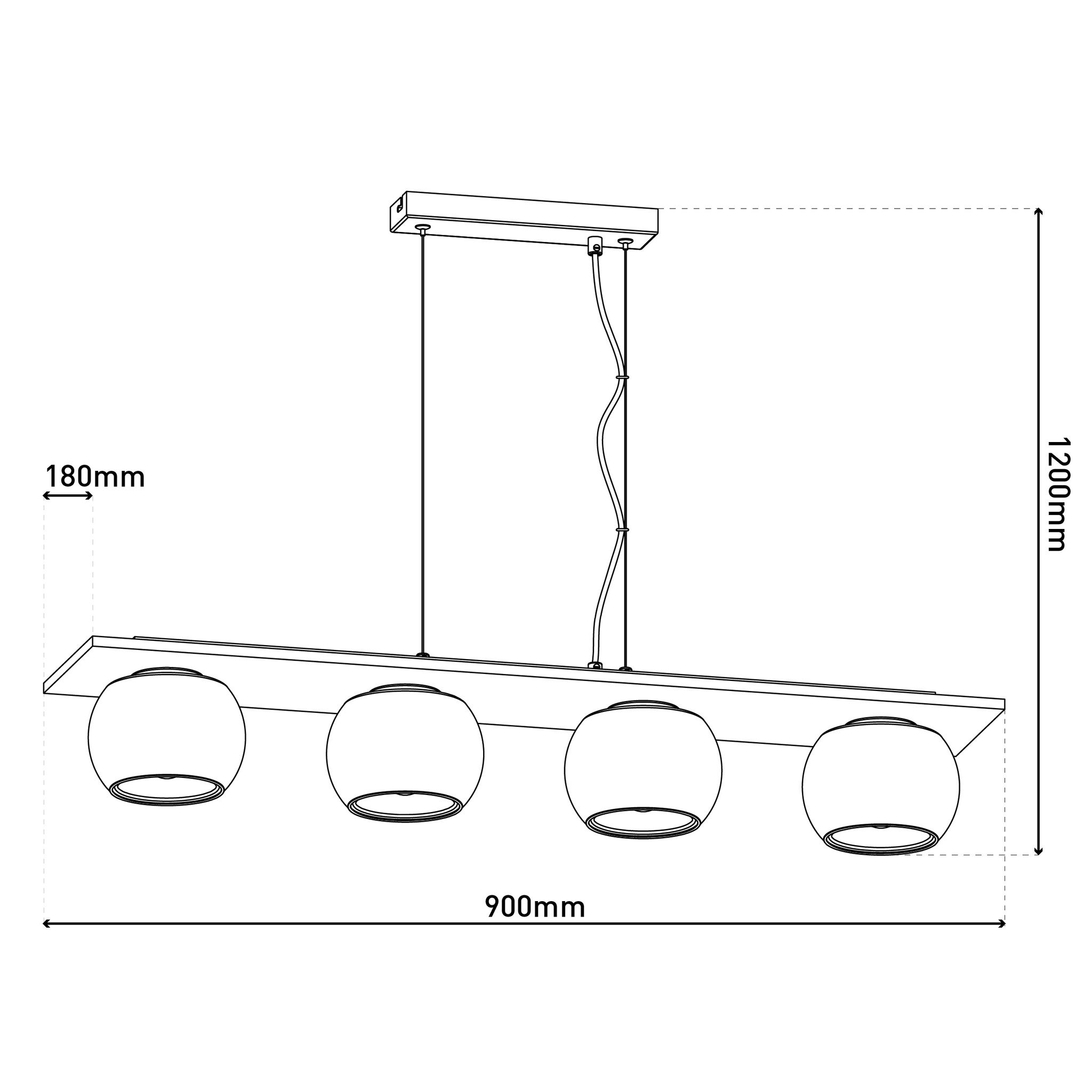 4er Spot Pendelleuchte TEXAS L:90cm smokey exkl. Leuchtmittel - E27, IP20, 230V