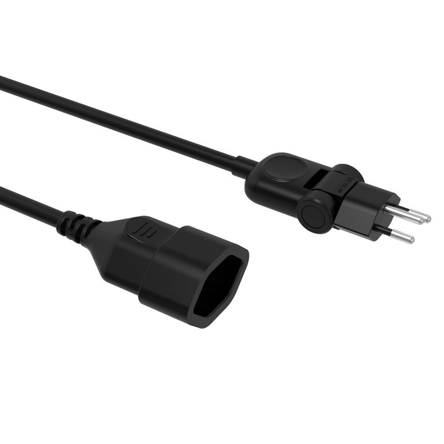 Verlängerungskabel MOVE - 1m T12/T13, schwarz, H05VV-F 3G1.0mm2 mit dreh- und klappbarem Stecker 270° / 180°