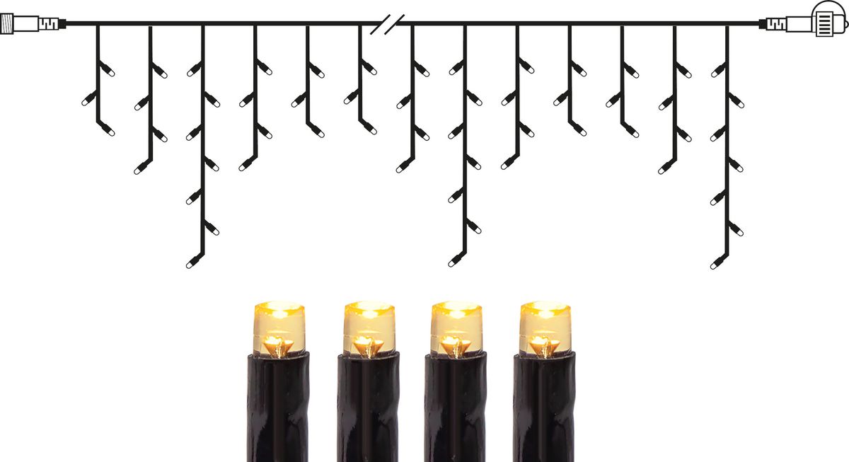 System Decor , ICICLE Lichterkette, 300cm - Schwarz, Warmweiss