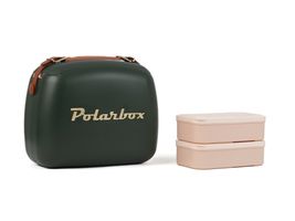 Polarbox CoolerBag waldgrün-gold 6l inkl. 2 Frischhalte-Dosen schwarz & waldgrün - Kühlbox, 6l, Vintage Design