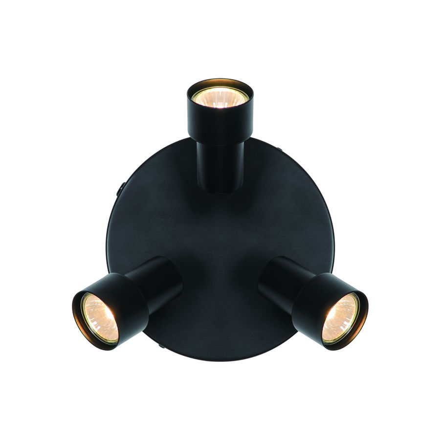 Deckenleuchte Boston 3-rondel Schwarz - 3x5W, GU10, IP20