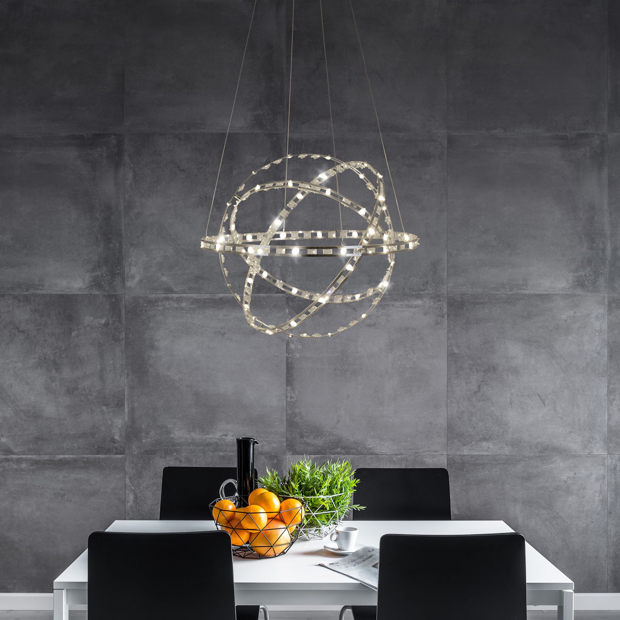 LED Pendelleuchte Cosmos d: 60cm chrom - LED fest verbaut, 3000K, warmweiss
