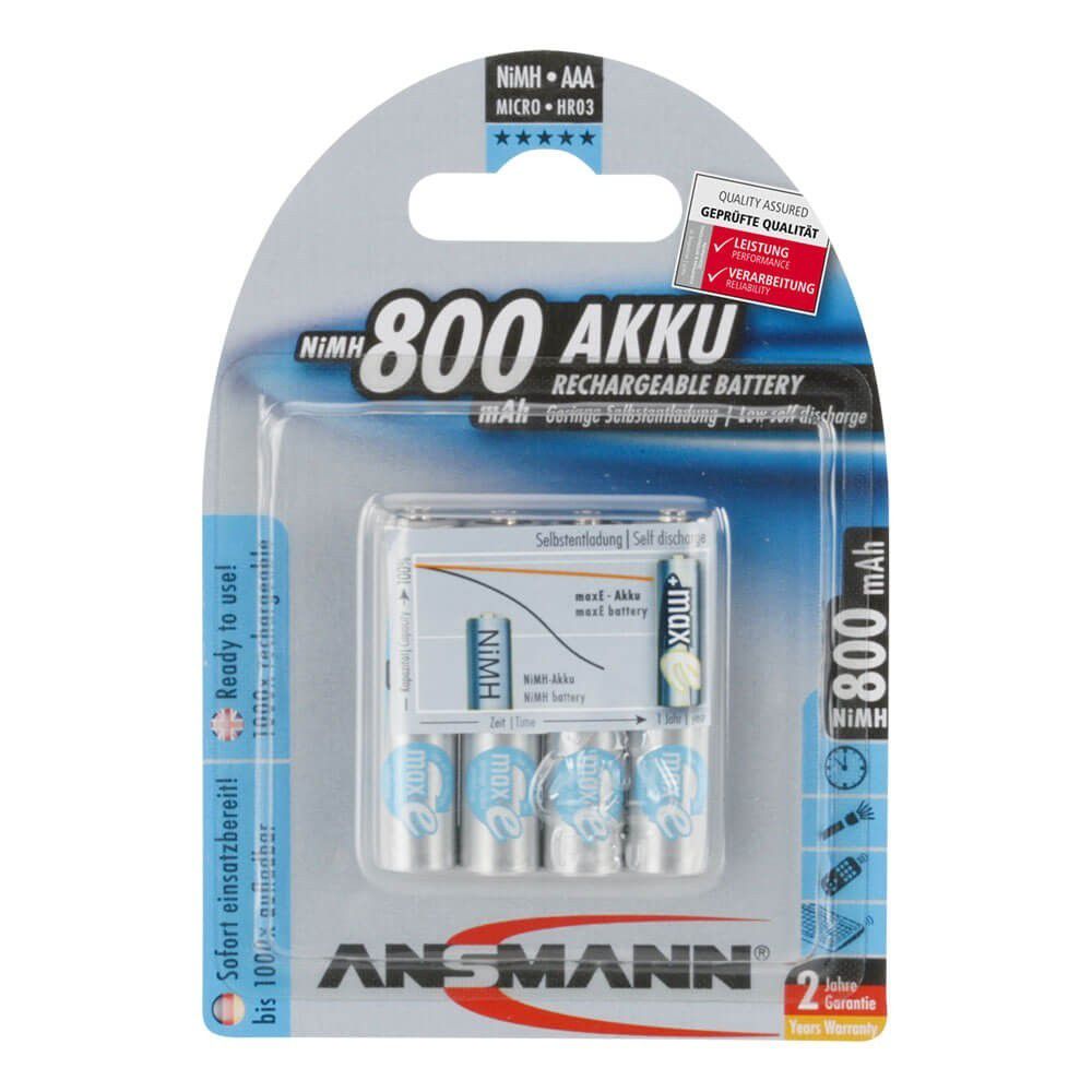 NiMH Akku Micro AAA 800 mAh maxE - 4er Blister