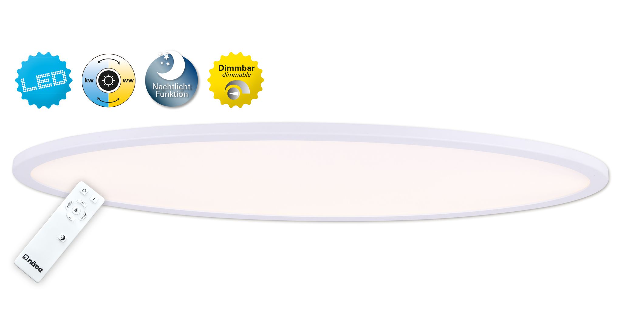 LED Deckenleuchte Amalfioval 100x40cm - LED fest verbaut, 2700-6500K, warm-kaltweiss