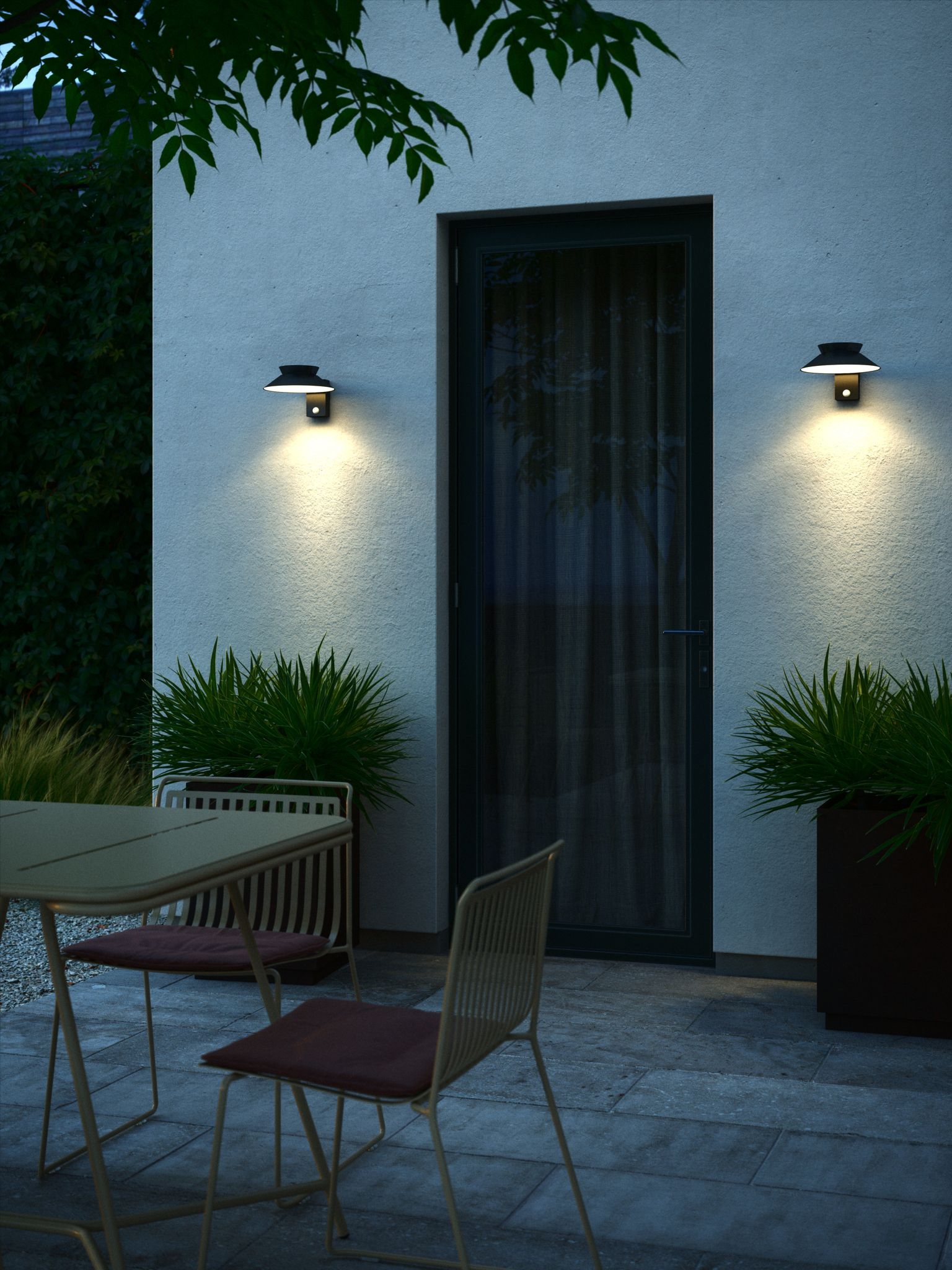 Solar-Wandleuchte Justina Schwarz - 5W, 3000K, 400lm, IP44