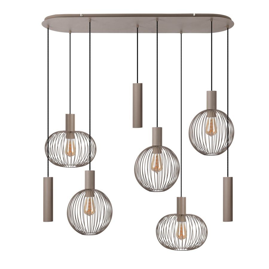 8er Pendelleuchte  TARELLIO  L: 122cm beige - IP20, E27, Beige
