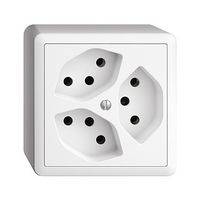EDIZIOdue 3xT13 FX54 AP - 10A, 250V AC, L+N+PE, Steckklemmen, Kinderschutz, Anbauhöhe 5.4cm, FX.54, weiss, IP20, 7.4x7.4cm
