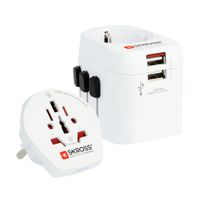 World adattore di viaggio PRO Light USB - World - Out: Schuko, UK, USA Typ B, AUS/China, In: CH, Schuko, IT, UK, BRA, USA/Japan, AUS/China