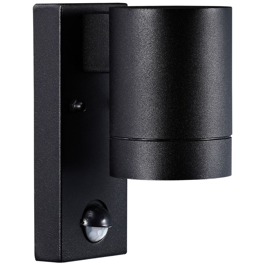 Tin Maxi Sensor - 1xGU10 (exklusiv), max.35W, IP54, schwarz, nicht dimmbar, PIR-/Tagesl.-Sen.(0-8m), D=76mm, H=160mm