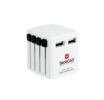 World USB Charger - Out: 2-Pol EU, UK, USA/Japan, AUS/China, 2xUSB-A 5.0V DC, max. 2.4A (shared), weiss