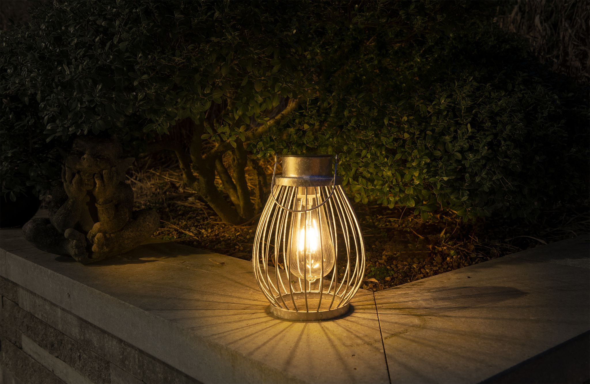 LED Deko-Solarleuchte h: 21.5cm silber - IP44, warmweiss