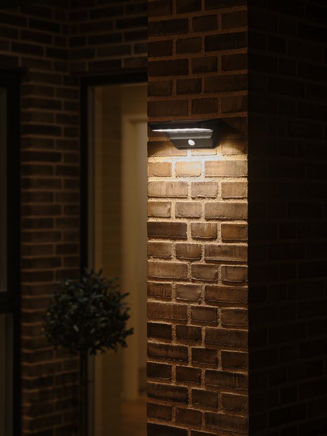 Agena, Wandleuchte, Solar, Schwarz - LED Modul, 5W ,IP44