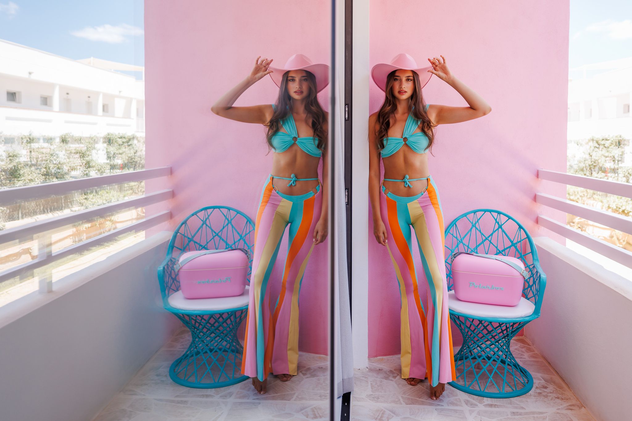 Polarbox Retro Cooler Bubblegum Pink - Cyan 12l - Kühlbox, 12l, Vintage Design