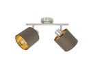Wand-und Deckenleuchte MARON G (2er Spot) - E14, max. 2x40W, IP20, nickel + braun + gold, nicht dimbar, exkl. Leuchtm., L=460mm, B=120mm,H=207mm