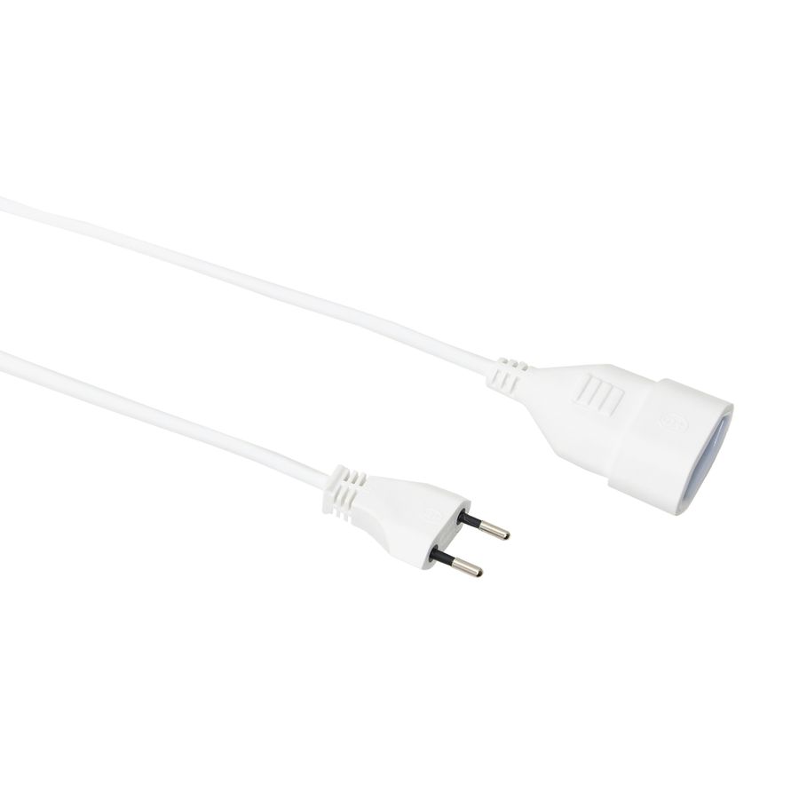 Verlängerungskabel 2-Polig - 3m, weiss, H05VV-F 3G1.0mm2, ohne Kinderschutz, 230V - 10A