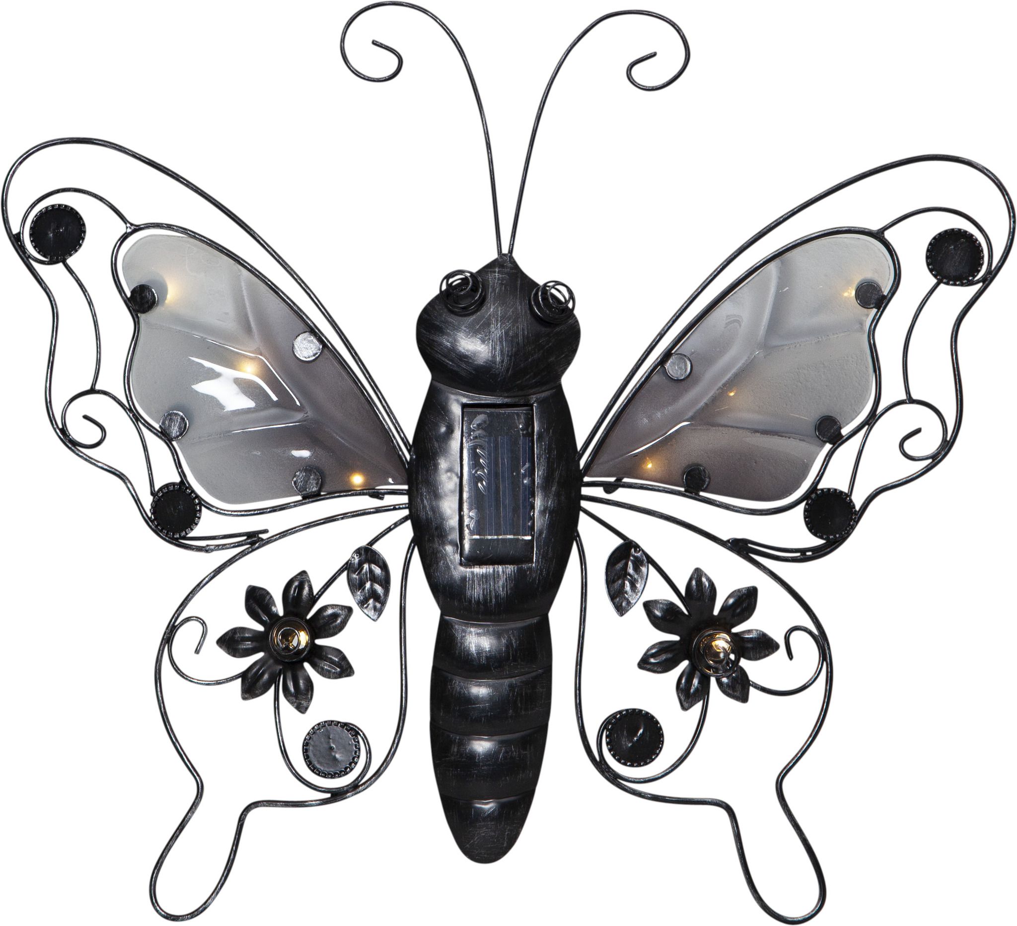 Solar Decoration Butterfly - Schwarz, Lichtfarbe Weiss