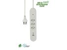 Steckdosenleiste Re:Life USB - 3x T13. 2x USB-C + 1x USB-A, 1.8m Kabel, weiss