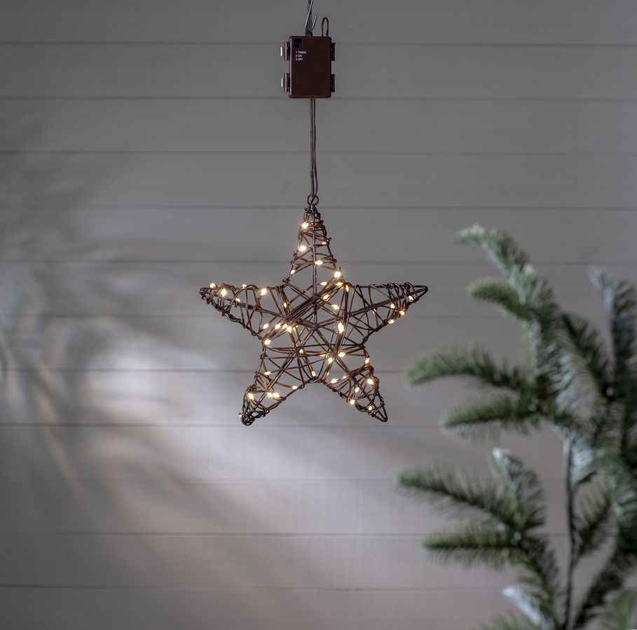Outdoor Decoration Vicke Star 30cm - Indoor, Outdoor, Warmweiss, Braun