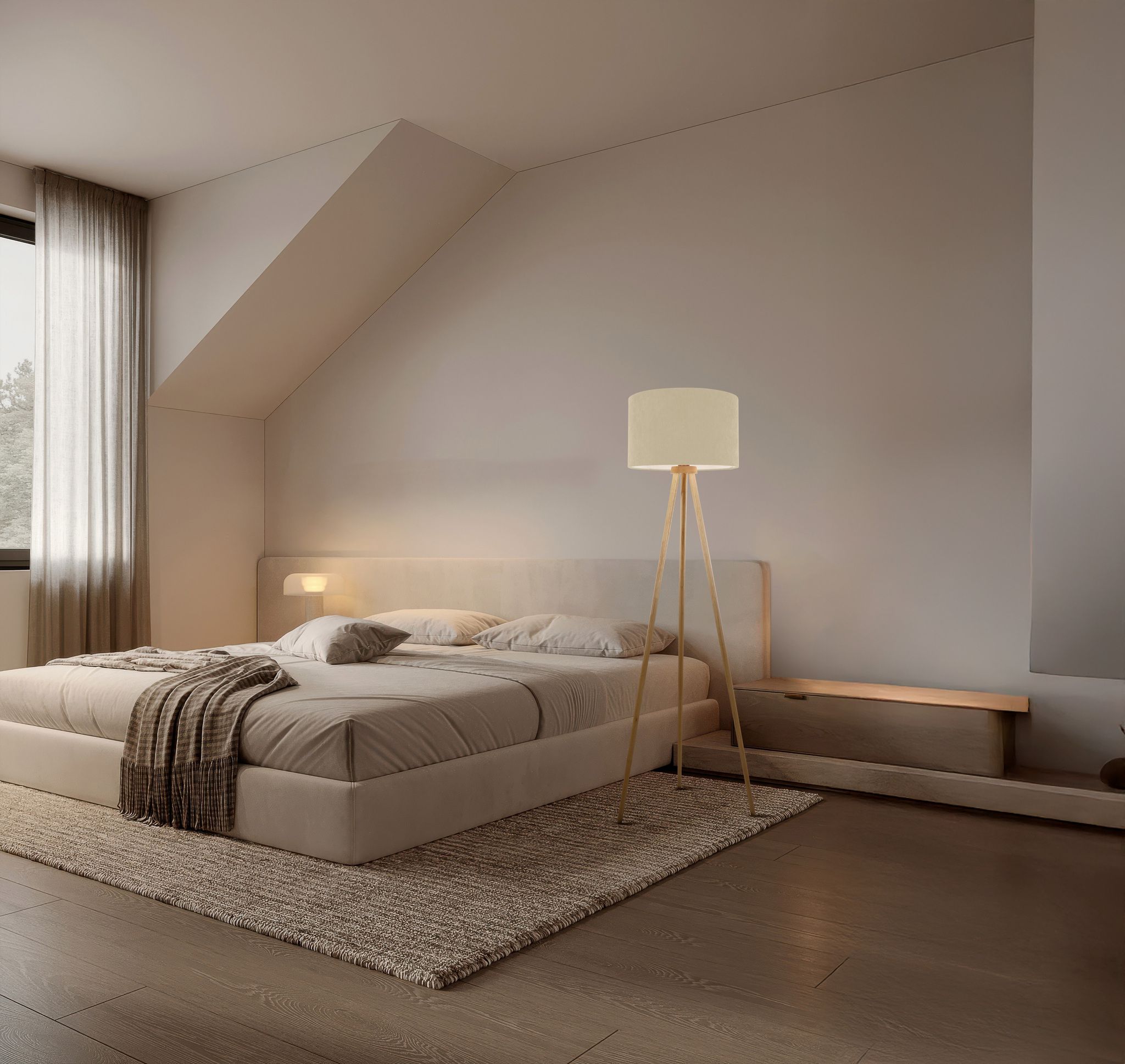 Stehleuchte  ARDITA  H: 152cm beige - IP20, E27, Beige