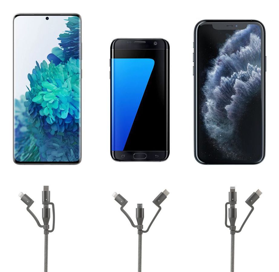 USB 3in1 Daten und Ladekabel 120 cm - USB 3-in-1 Micro/Type-C/ Lightning Daten und Ladekabel, 120cm