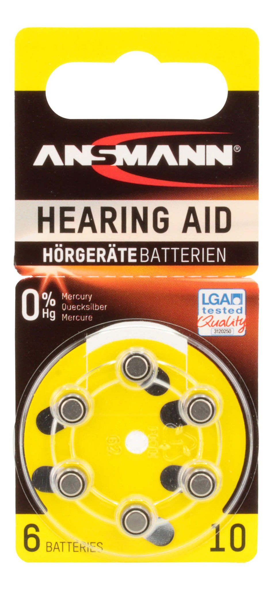 Hörgerätebatterien Typ 10 / PR70 - 6er Blister