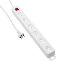 Standard Line Quer Multipresa - 6xT13, 1.5m Kabel, H05VV-F 3G1mm2, weiss,  kein Kinderschutz