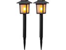 Solar Poller-Leuchte 2 Pack Flame Mini - Schwarz, Lichtfarbe Gelb