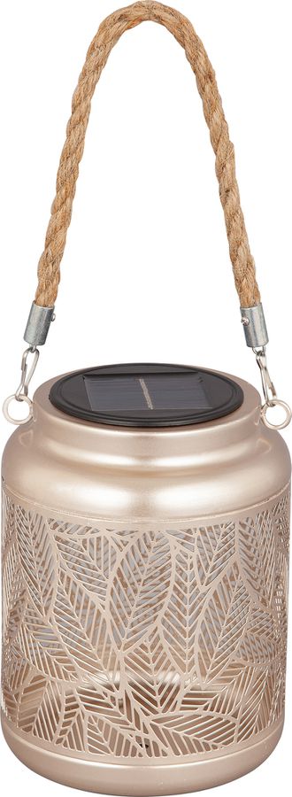 LED Solar/USB-C Metall Laterne TILIA - AKKU 1x3.2V 400mAh, 3000K, IP44, champagne, Metall, Solar/ USB-C Ladeanschluss, D=120mm, H=155mm