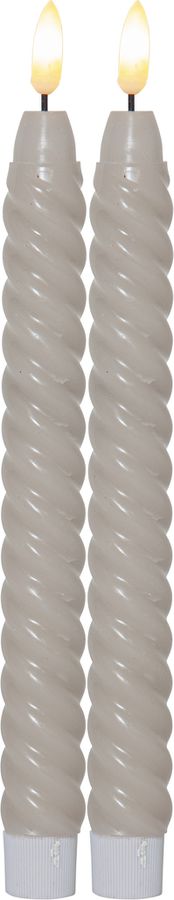 LED Dinner Kerze 2er Pack Flamme Swirl - Indoor, Beige, 25.00 cm Höhe,  Timerfunktion