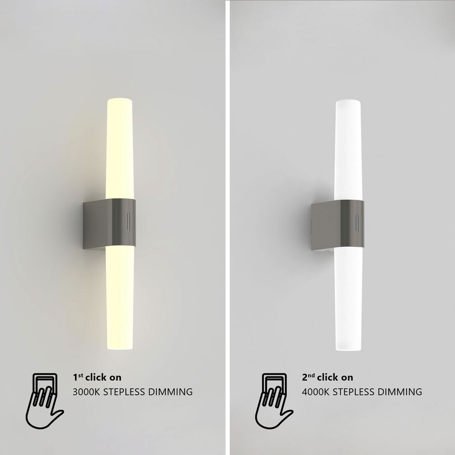 Helva,  Doppel- Wandleuchte, Nickel - LED Modul, 9W, IP44
