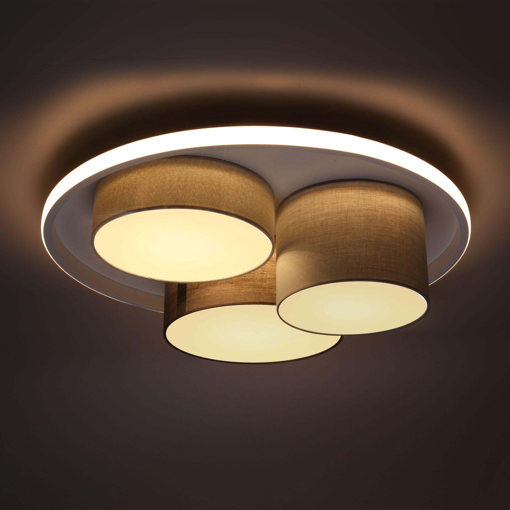 3er-LED Deckenleuchte Eppan d: 56cm grau - LED, IP20