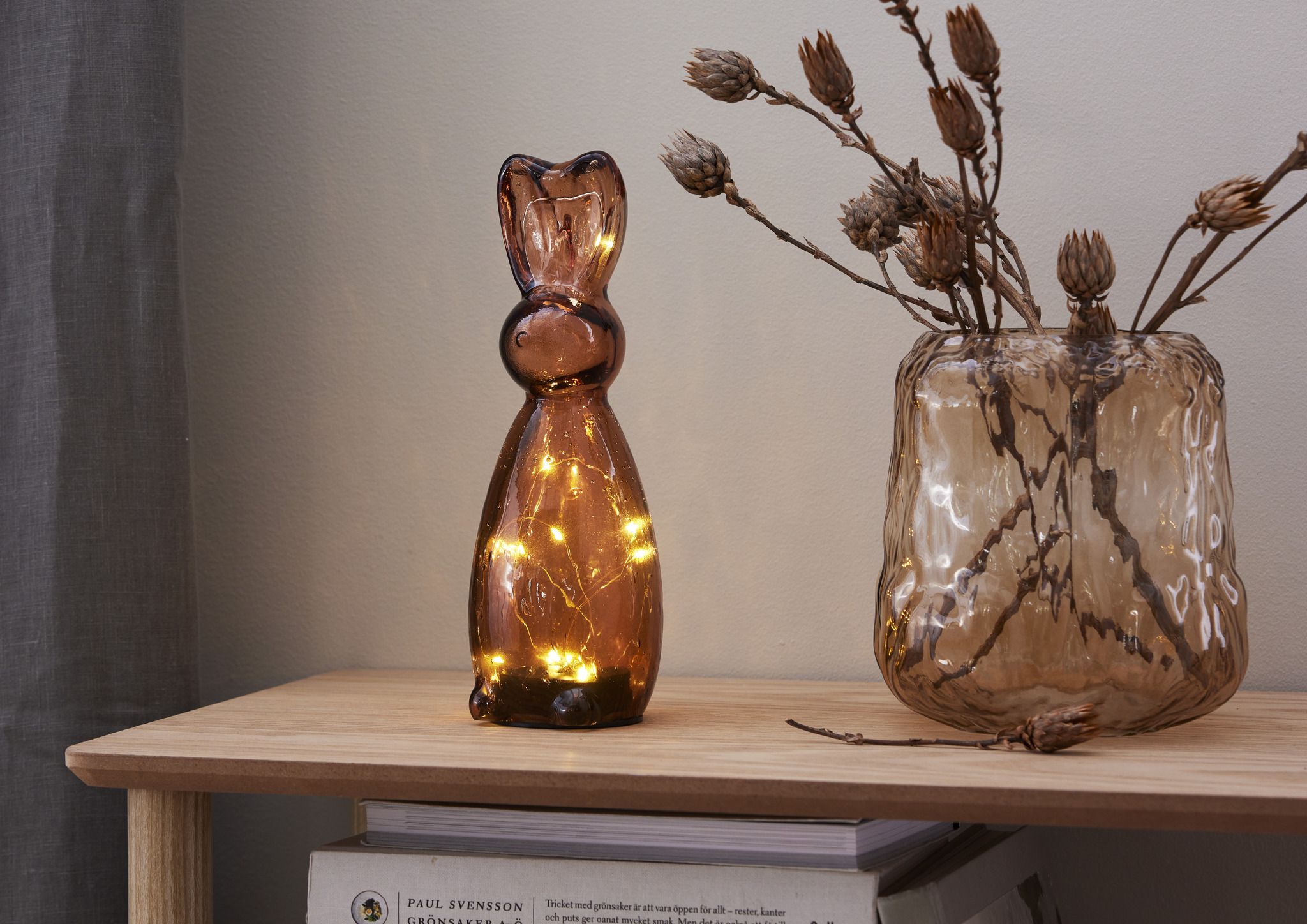 Glas Decoration Harry Brown - Indoor, Warmweiss, Braun