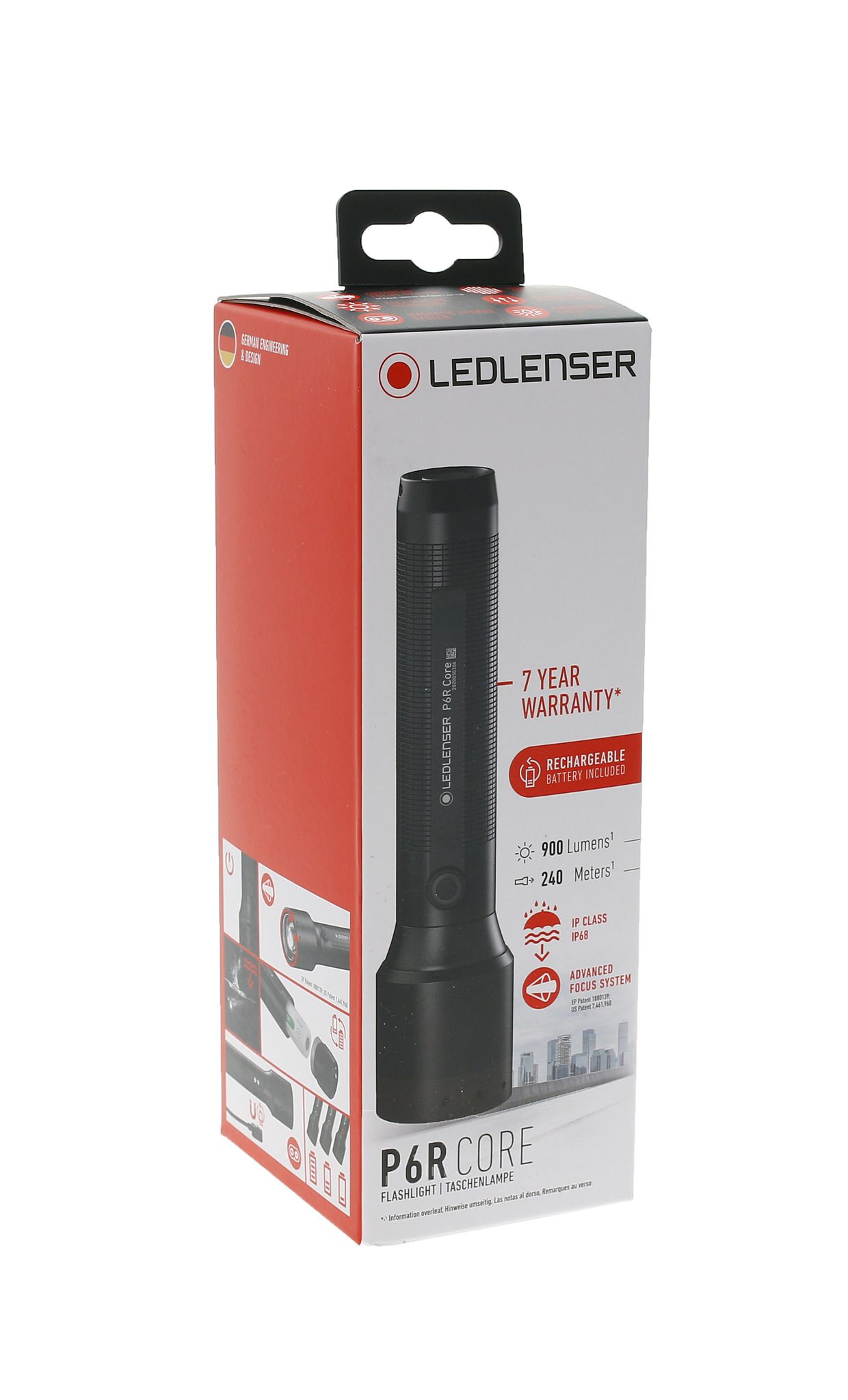 Taschenlampe P6R Core - 6000-7500K, Schwarz, Kopfdurchmesser 3.5 cm
