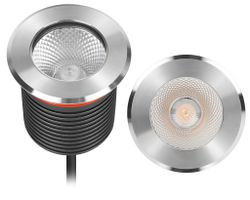 LED Bodeneinbaustrahler DISC II - 24V DC, 9W, 750lm, 2700K, IP67, CRI 80, 38°, dunkelgrau/alu., dimmbar, D=78mm, H=75mm, BL=68x110mm