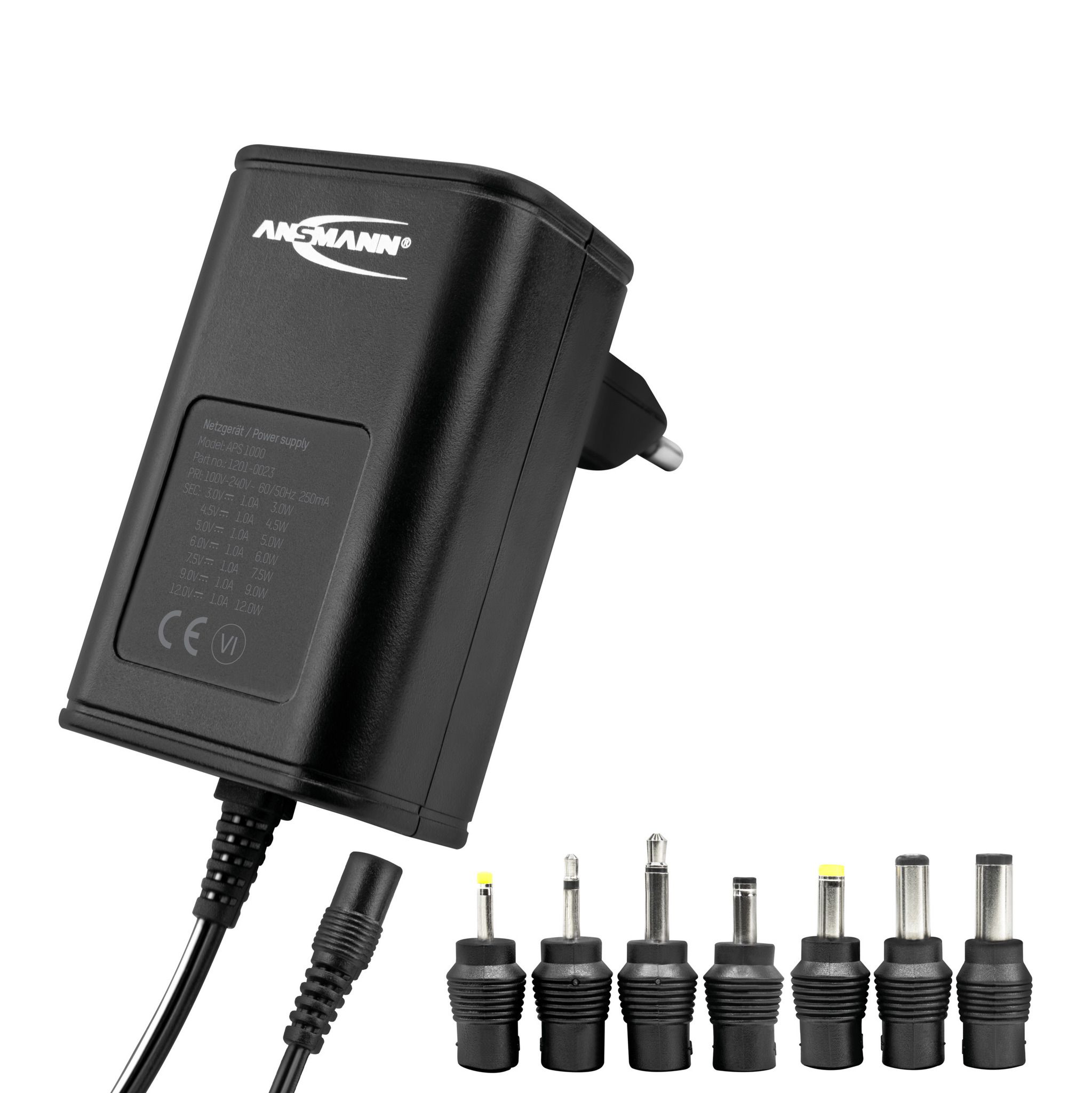Alimentazione elettrica APS 1000 - Universal-Netzteil 3 - 12 V DC, inkl. 7 verschiedenen Steckertypen