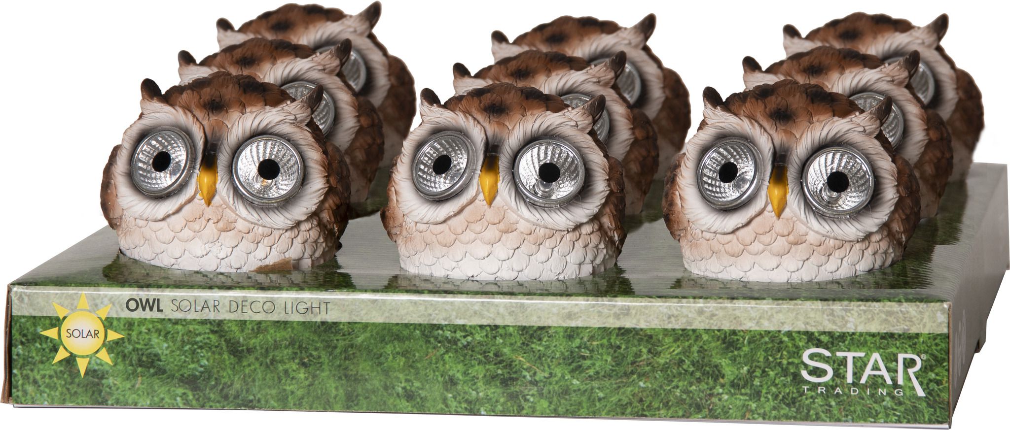 Display Solar Licht Owl - IP44, Warmweiss, Braun