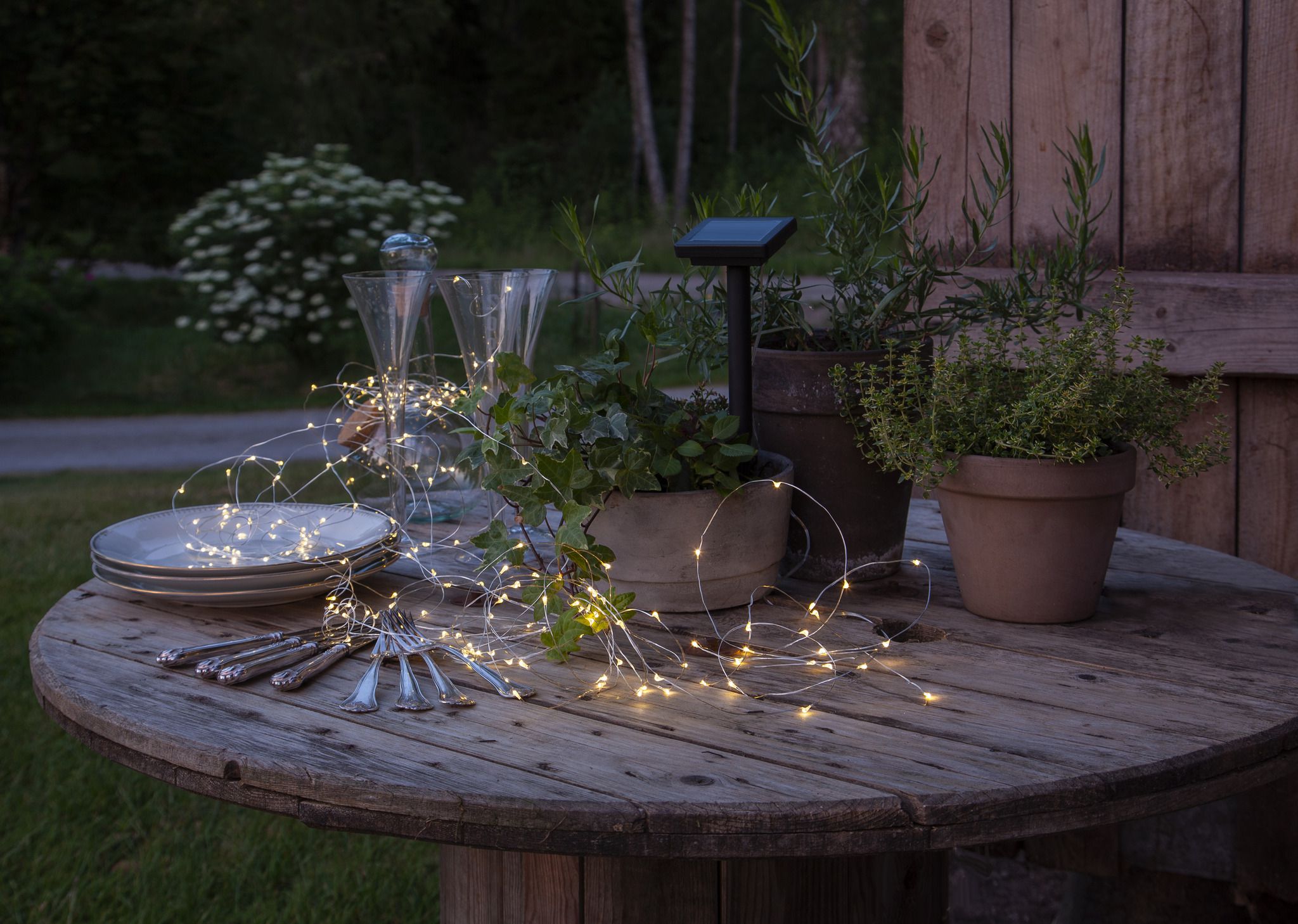 Solar Lichterkette Dew Drop - Silber, Lichtfarbe Warmweiss