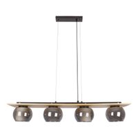 4er Pendelleuchte  TEXAS  L: 90cm smoky - IP20, E27, Schwarz