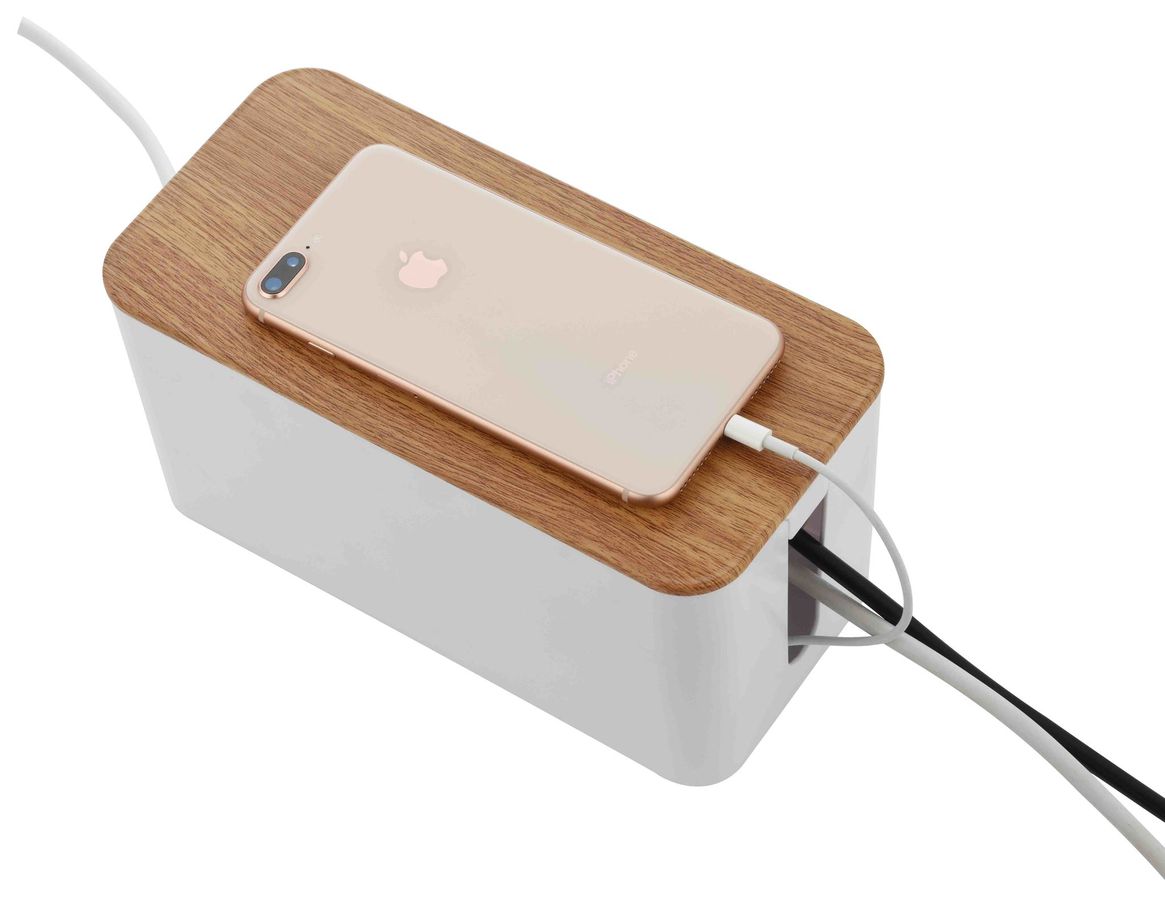 Cable Organizer Box inkl. Stelei - Steckdosenleiste 4xT13, weiss
