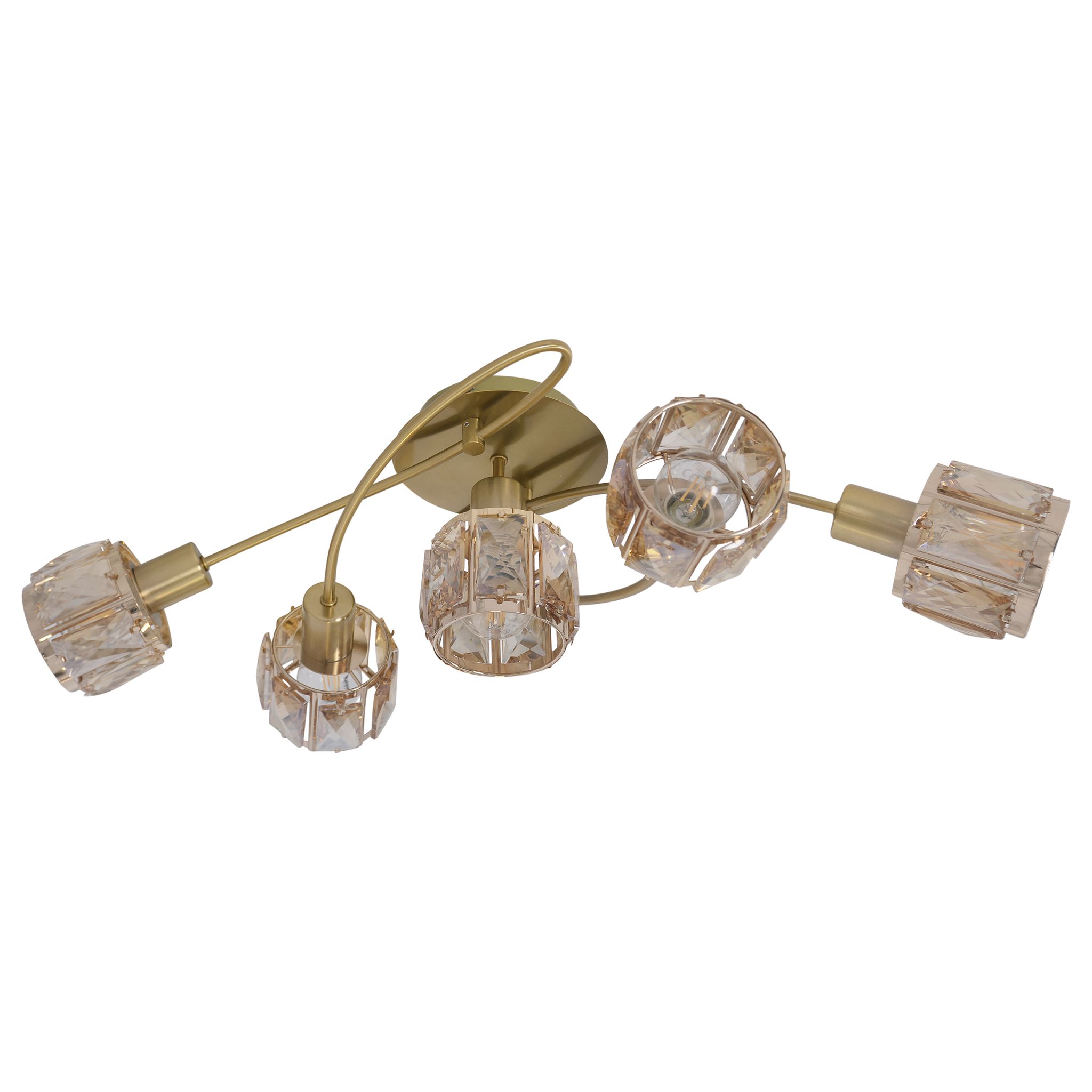 LED Deckenleuchte Josefa (5er Spot) - E14, 5x4W, 5x475lm, 3000K, IP20, gold, nicht dim., inkl. Leuchtmi., L=610mm, B=360mm, H=210mm