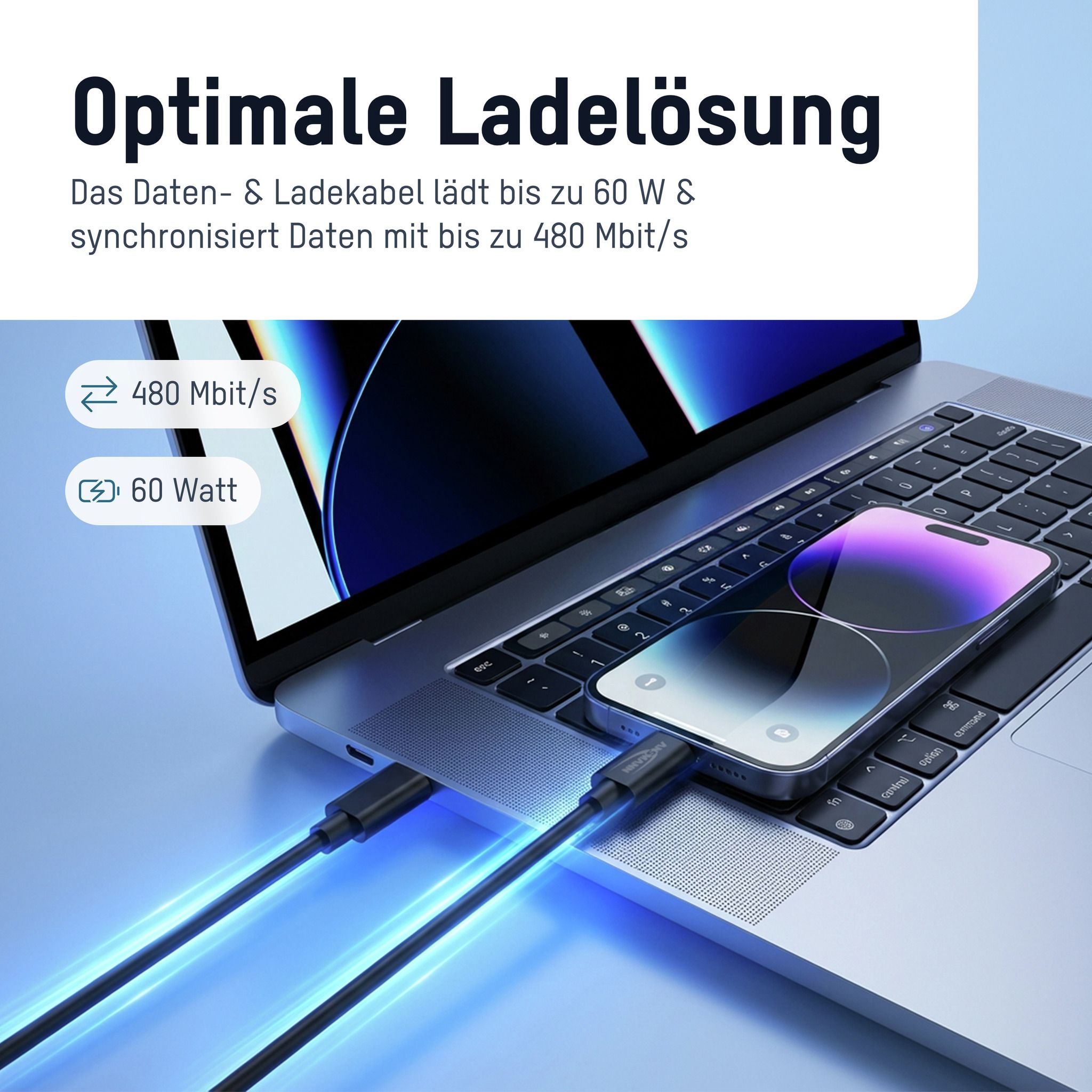 USB Typ-C zu Typ-C Daten und Ladekabel 60 cm - USB Typ-C zu Typ-C Daten und Ladekabel 60 cm