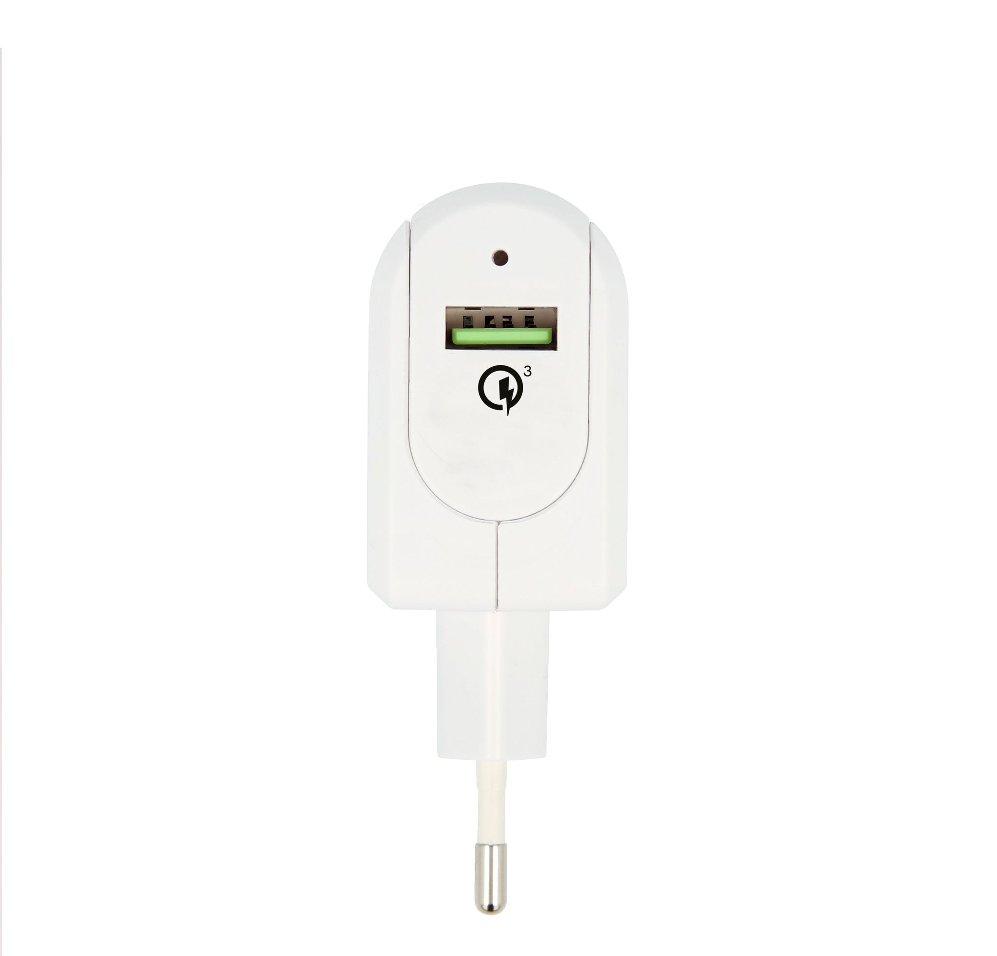 EU USB Charger - Quick Charge 3.0 - Out: 2-Pol EU, In: 1xUSB-A 3.0, 5.0-12.0V, Quick Charge, weiss