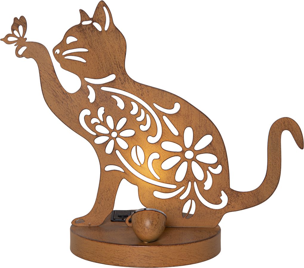 Solar Decoration Oxicat - Indoor, Outdoor, Warmweiss, Rost