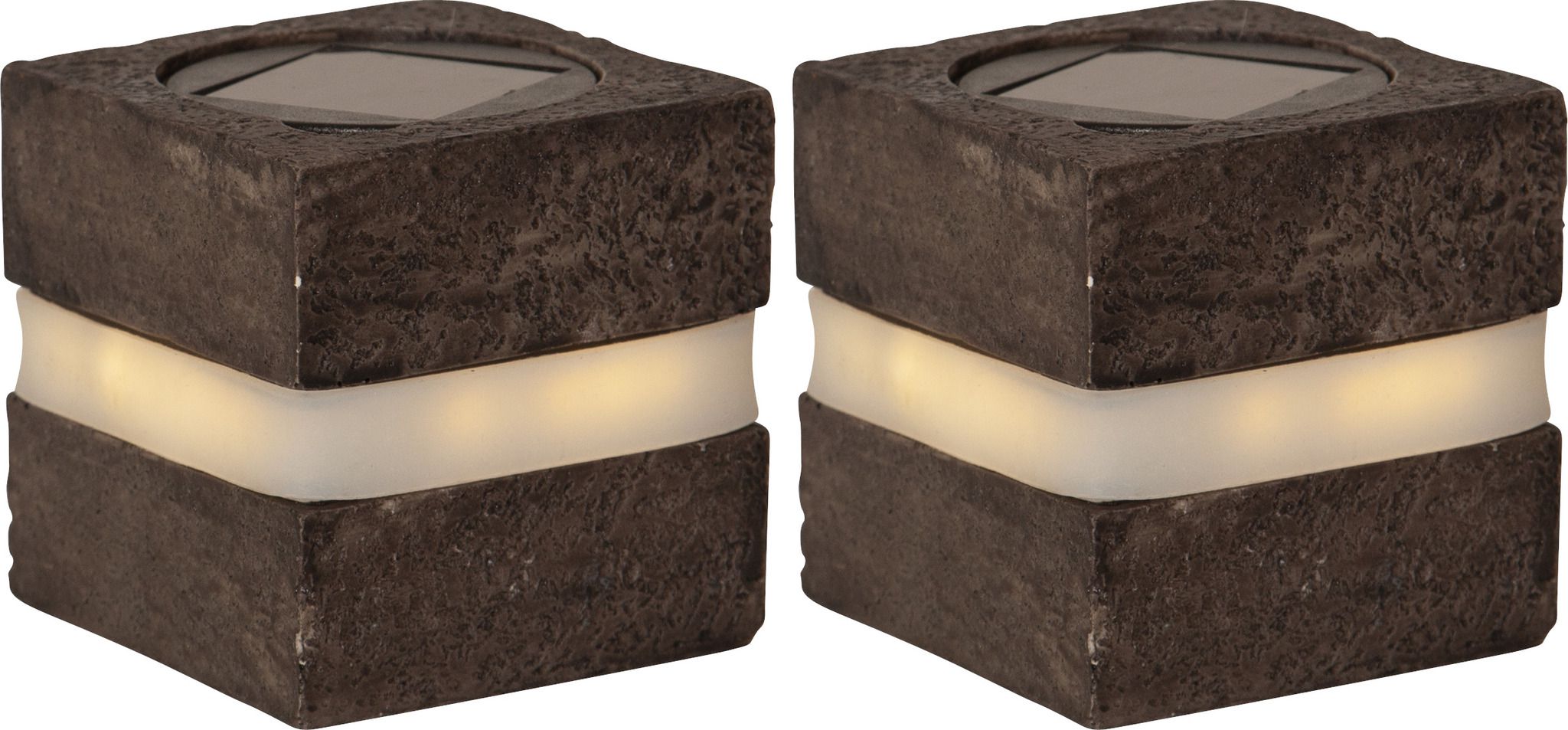 Solar Decoration Stonecube - Warmweiss, IP44, Grau