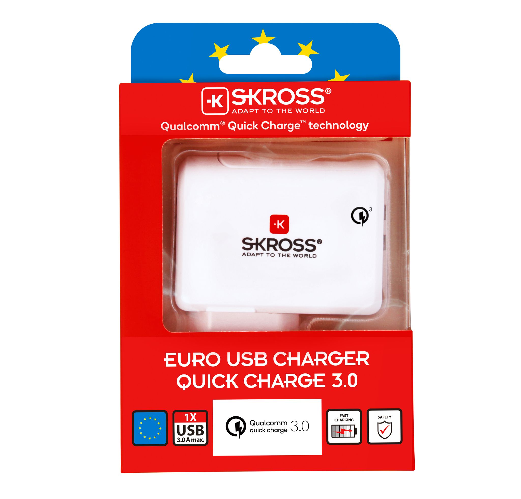EU USB Charger - Quick Charge 3.0 - Out: 2-Pol EU, In: 1xUSB-A 3.0, 5.0-12.0V, Quick Charge, weiss
