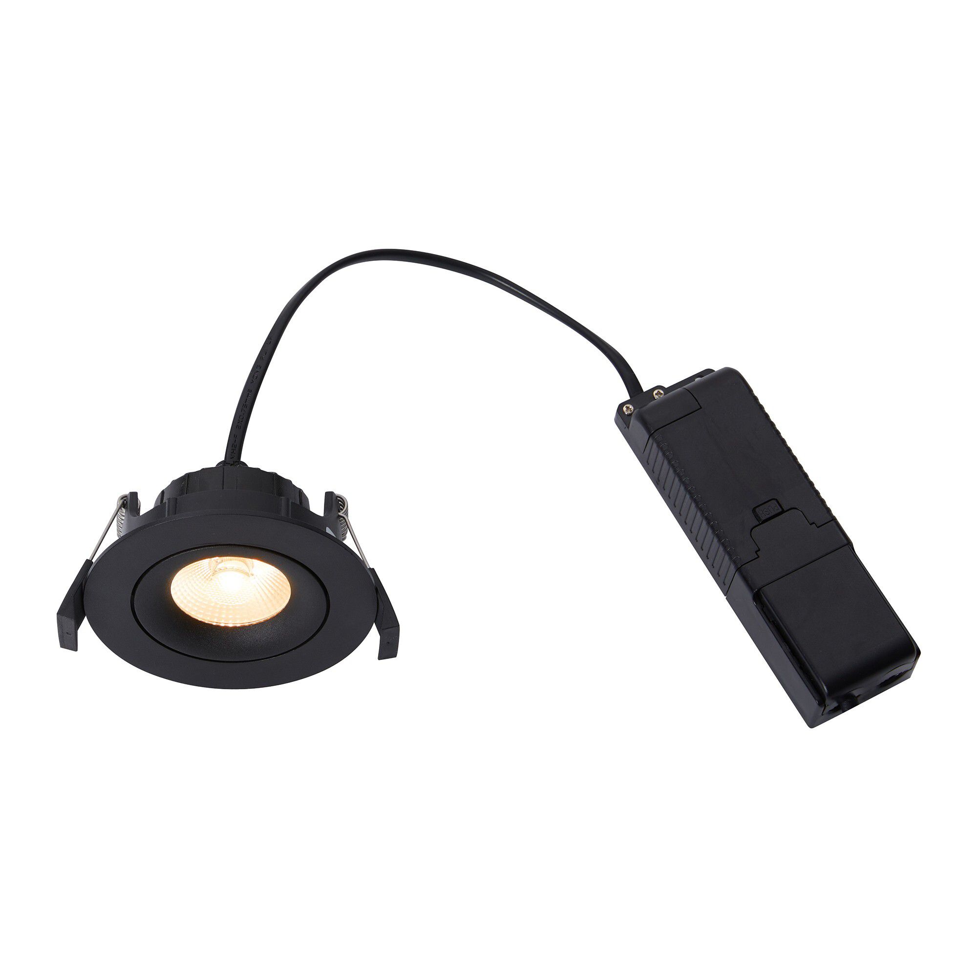 LED Einbaudownlight ALIKI - 8W, 560lm, 2700K, IP44, CRI 90, schwarz, dimmbar, D=96mm, H=45mm, BL=83mm