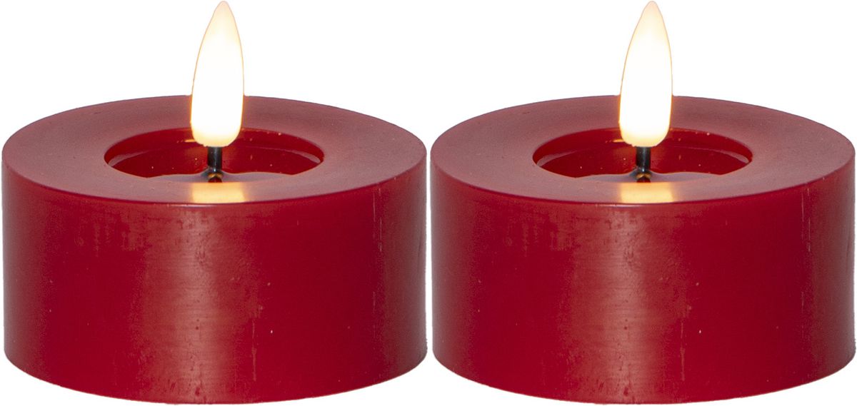 LED Teelicht 2 Pack Flamme Flow - Indoor, Rot, 5.5cm  Höhe, Timerfunktion