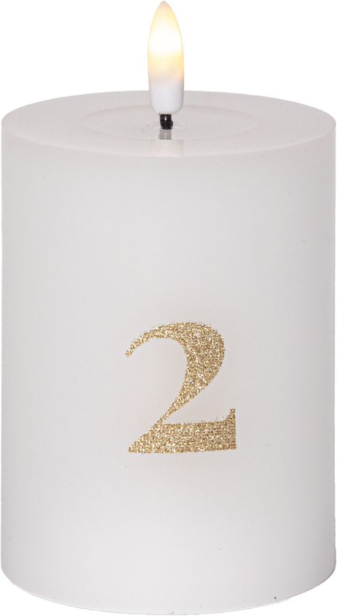 LED Pillar Kerze 4 pack Flamme Advent - Indoor, Weiss, 12.50 cm Höhe, Timerfunktion