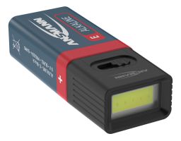 Taschenlampe COB LED-Leuchte mit 9V Batterie - 60lm, IP20, Schwarz